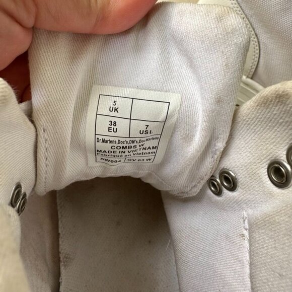 Dr. Martens Combs Women's White Canvas and Leather Lace up Combat Boots Size 7 - Picture 8 of 9